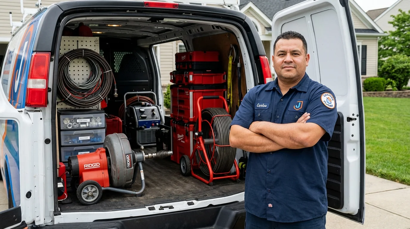 Professional drain cleaning equipment and Johns Plumbing LLC plumber in Fort Deposit