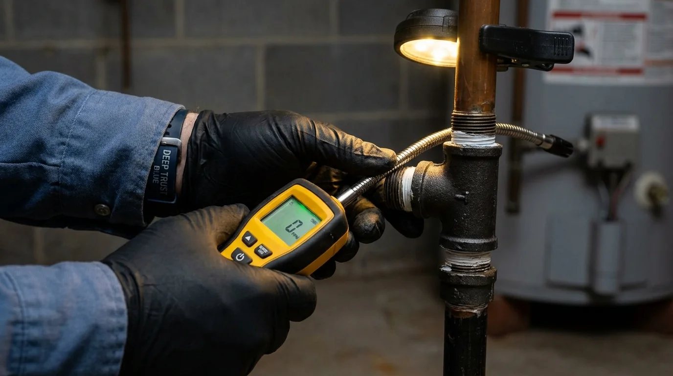 Gas leak detection with electronic sniffer by Johns Plumbing LLC in Fort Deposit