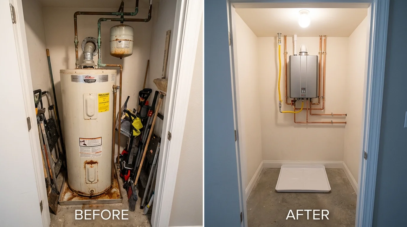 Tank water heater versus wall-mounted tankless unit comparison for Fort Deposit, AL homeowners